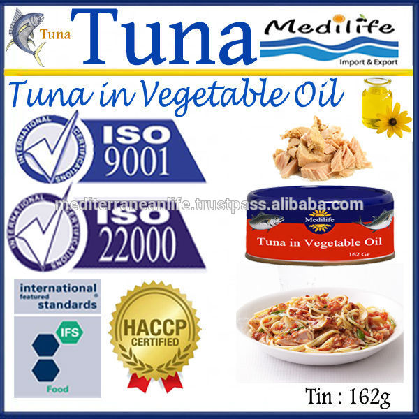 can of tuna in vegetable oil, 100% high quality of tuna, tuna in