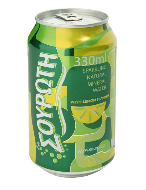 lemon flavoured sparkling water in metalic can 0,33 lt/carton