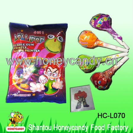 4 In 1 Tattoo Tongue Painter Lollipop with Bubblegum,China Honeycandy price  supplier - 21food