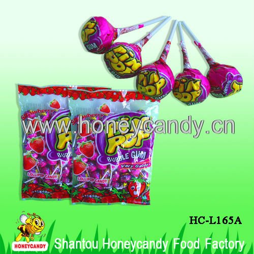 21g Strawberry Lollipop Inside Gum,China Honeycandy price supplier - 21food