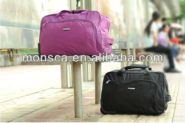 Monsca New Girls Light Weight Fabric EVA ,Nylon,Polyester Red Wine Trolley Travel Bag