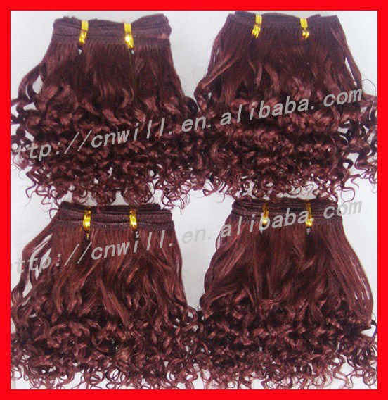 Pretty Red Wine Color Brazilian Hair Weave Curly Red Wine Color