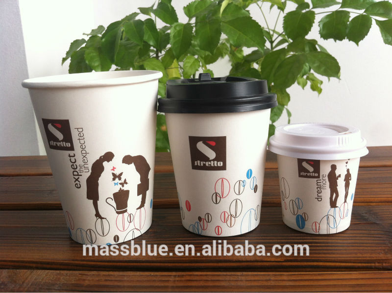 Custom Logo Printed Disposable Single Wall Paper Hot Cup With Lids