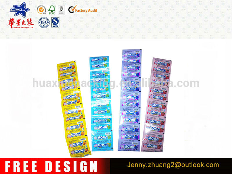 Hot selling bubble gum chewing gum wrapper roll,China China star price