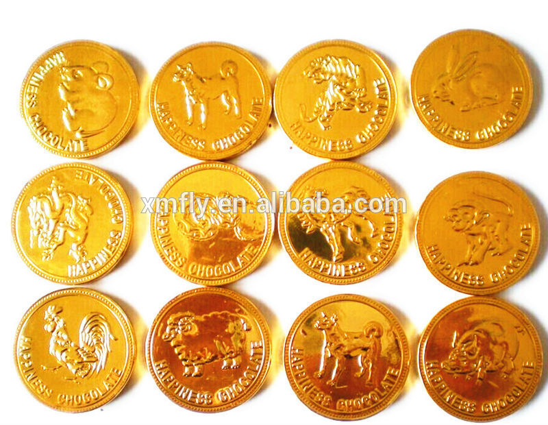 Chinese Zodiac Design Wrapped Compound Chocolate Gold Coinschina Fly