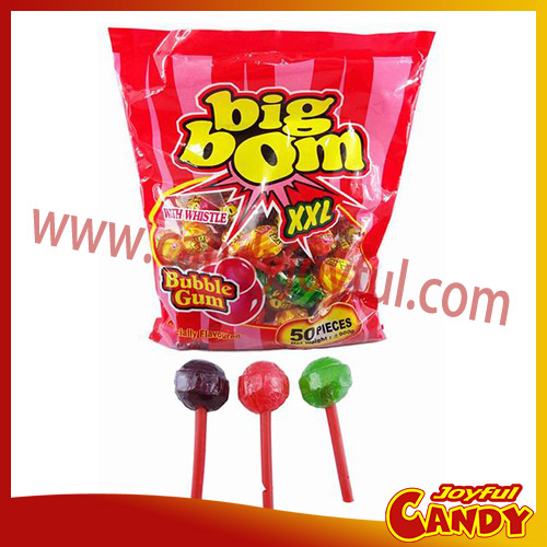 Big bom Whistle lollipop with bubble gum,China OEM price supplier - 21food