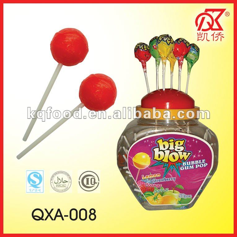 25g Halal Bubble Gum Fruit Flavored Lollipops,China KAIQIAO price ...