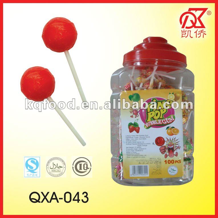 21g Colorful Fruity Bubble Gum Lollipop Hard Candy,China KAIQIAO price ...