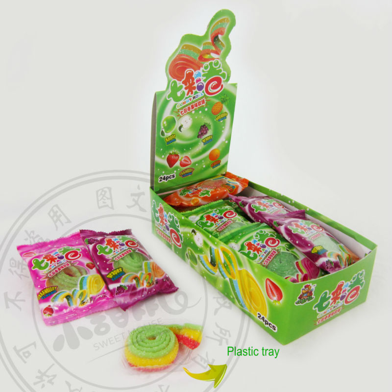 16g Fruit flavor roll rainbow gummy candy,China sweet mouse price ...
