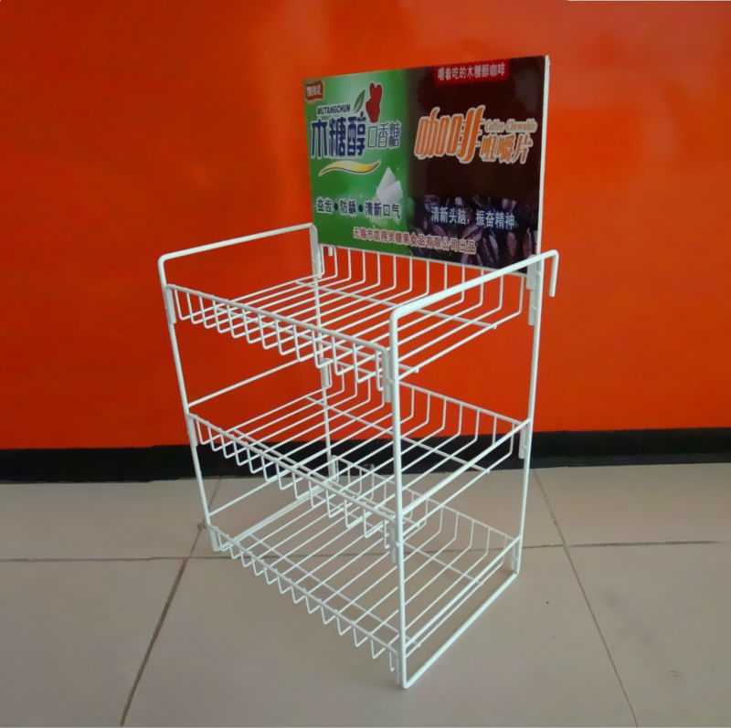 Red Counter Gum 3 Shelf Candy and Snack Display Rack 