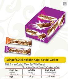 Twingof Milk Cacao Coated Wafer Bar with Peanut 28 gr.