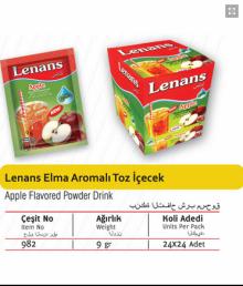 Lenans  Apple  Flavored Powder drink 9 gr. - 1,5 lt.
