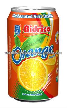 Carbonated Soft Drink in 330ml Aluminum Can - Orange flavor - Bidrico Brand