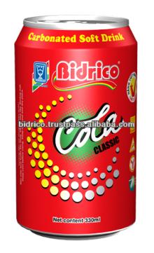 Carbonated Soft Drink in 330ml Aluminum Can - Cola flavor - Bidrico Brand