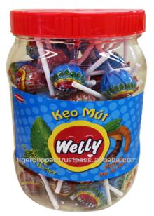 WELLY MINT BARLEY & SWEET SOUR TAMARIND FLAVORS LOLLIPOPS CUP 594G/MIXED FRUIT LOLLIPOPS/ FRUIT STIC