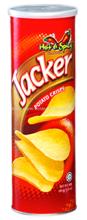 JACKER CRISPS HOT & SPICY FLAVOR CANISTER 160G/JACKER POTATO CHIPS/JACKER POTATO SNACK