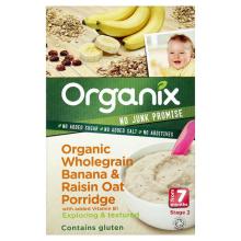 Organix Organic Wholegrain Banana & Raisin Oat Porridge 7mth+ (200g x 4)
