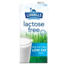Liddells Lactose Free UHT Long Life Low Fat Milk 99% Fat Free (LFM) Dairy 1L No Preservatives Gluten