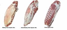 Frozen pork spare ribs