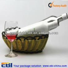 Colored empty red wine bottle