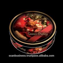 European Butter Cookies, season greettings in gift metal tins