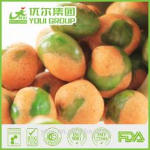 Spicy flavor coated roasted green peas