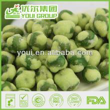 Yellow color wasabi flavor coated marrowfat green peas snacks