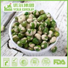 crispy dried green peas, wasabi covering