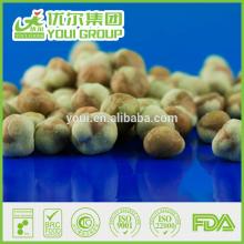 Wasabi coated green pea snacks
