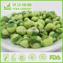 Hot crispy yellow wasabi green pea snacks