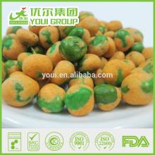 Chilli flavor roasted green pea snacks
