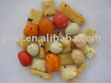 Rice Crackers and Coated Peanuts Mixed.
