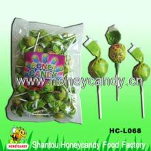 25g Honeycandy Twist Big Ball Lollipop with Bubble Gum
