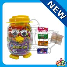 tutti-frutti square bubble gum in penguin jar