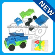 mini plastic bricks car children building blocks toys with candy