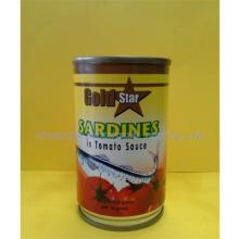 Canned sardines in tomato sauce.