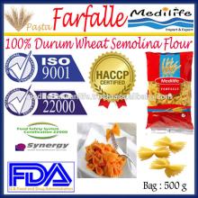 Pasta Macaroni Farfalle, Bag 500, Durum Wheat Semolina Flour,Farfalle,Pasta Macaroni, Cooking Time 2