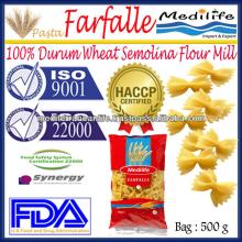 100% Durum Wheat Semolina Flour, Finest Pasta, Farfalle,Pasta Macaroni Farfalle, Bag 500 g