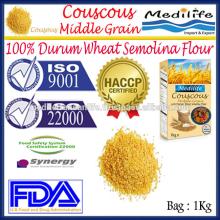 100% Durum Wheat Semolina Flour ,Middle Grain Couscous,whole meal Couscous Medium, Bag 1 Kg
