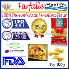 Durum Wheat Semolina Flour,High Quality Pasta Macaroni Farfalle, Bag 500 g,Farfalle Pasta,Cooking Ti