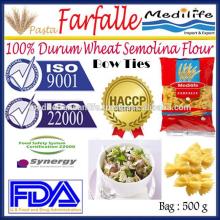 Bow Ties Pasta. 100% Durum Wheat Semolina Flour Farfalle. Bag 500g Bow Ties Pasta. Bow Ties Macaroni