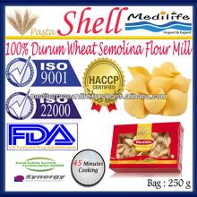 High quality Shell Pasta Macaroni 100% Durum Wheat Shells Pasta Spaghetti, 250g Bag, 45 min cooking