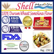 100% Durum Wheat Shells Pasta, High quality Shell Pasta Macaroni,250g Bag, 45 min cooking
