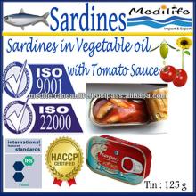 Sardines in Vegetable Oil with Tomato Sauce ,Sardines in Vegetable Oil with Tomato Sauce Canned,High