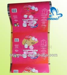 Plastic film for packaging  pink  and  white   marshmallows 
