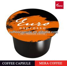 Mera blue coffee capsules made from bulk coffee beans