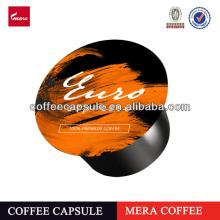 ground coffee packed in empty soft plastic coffee capsule