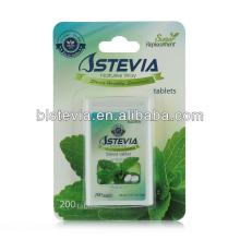 Stevia tablets/pills in dispenser on blister (instant soluble)