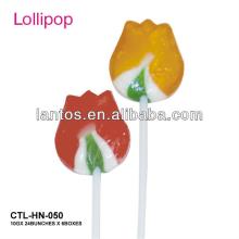 colourful flower shape hard lollipop candy