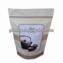 Stand-up Zipper Empty Tea Bag with Bottom Gusset, Waterproof and Recyclable